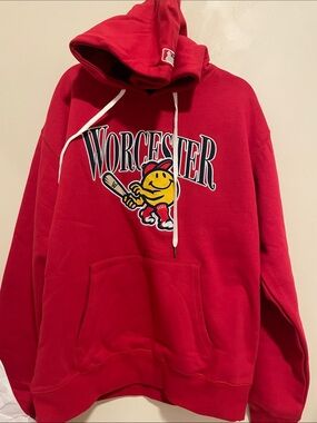 Ebbets Field Flannels Red Worcester Graphic Crewneck Hoodie